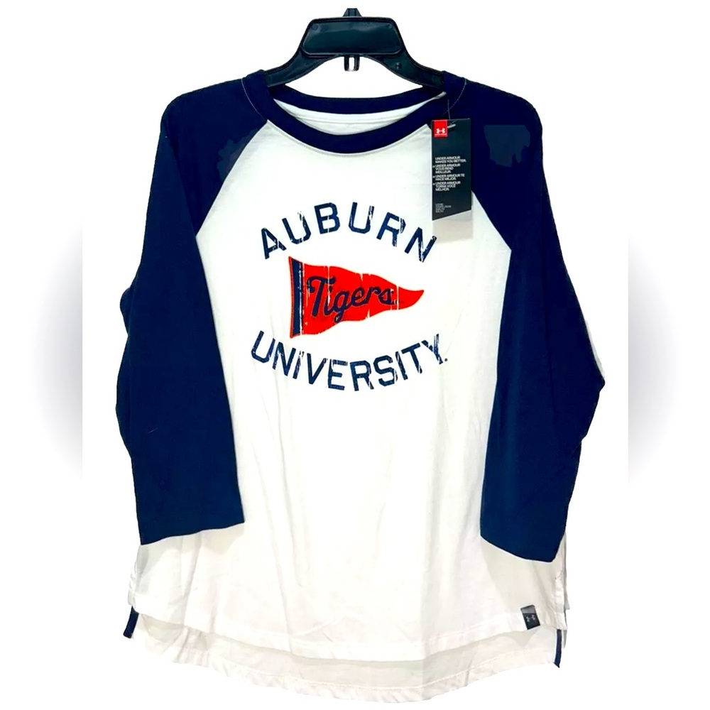 NWT! Women's Auburn Tigers Under Armour 3/4 Sleeve T-Shirt Size Large Loose Fit!